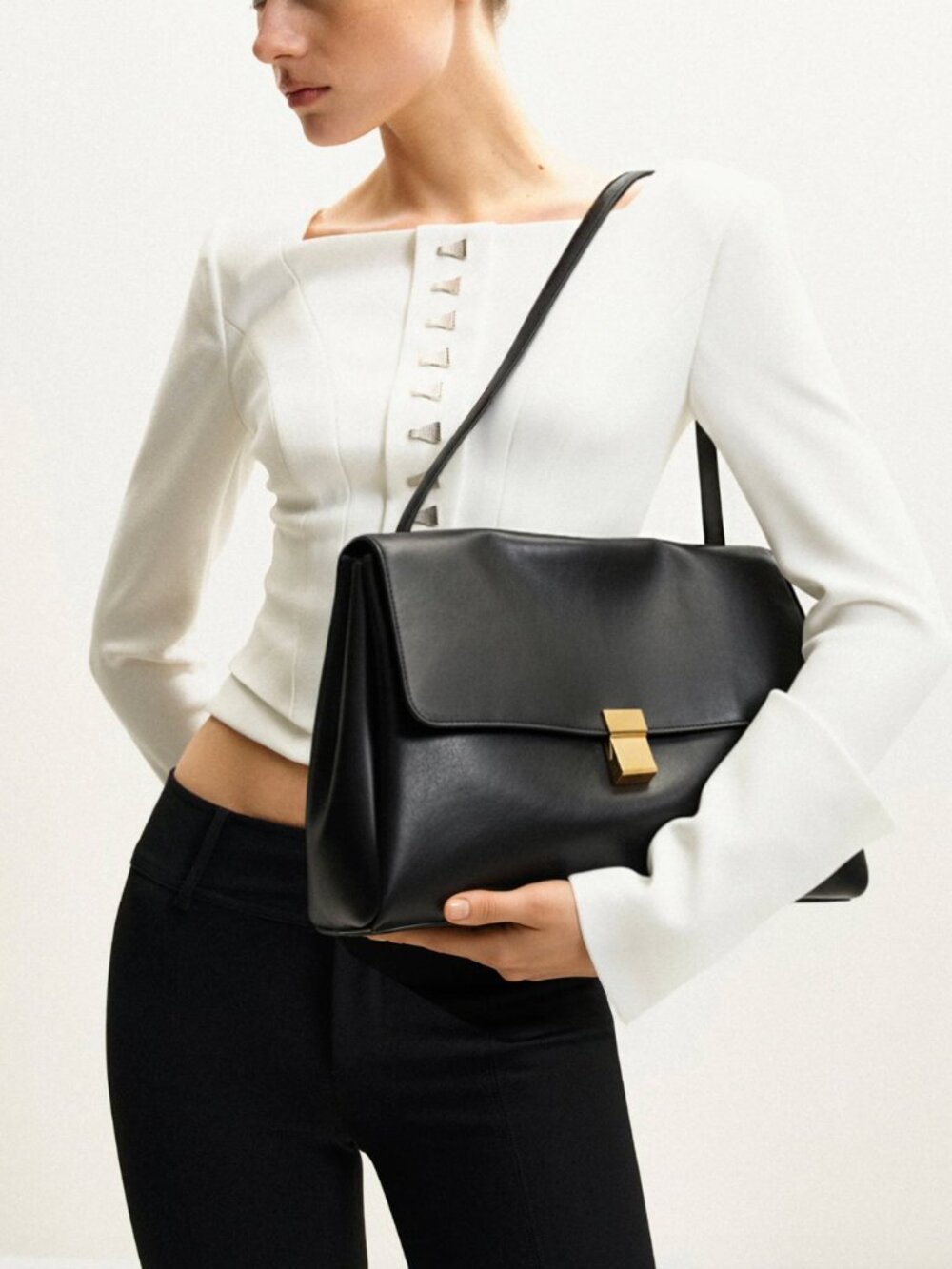 JW PEI Hilary Black Shoulder Bag with Gold Hardware - Picture 6 of 8